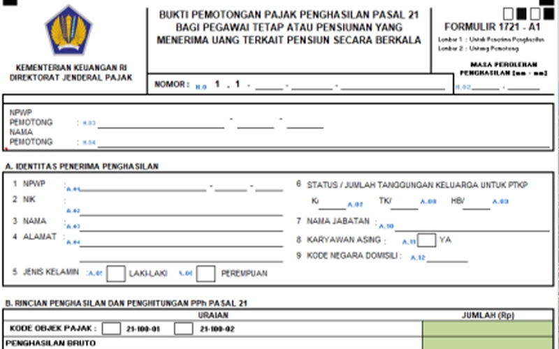 Sesuai PMK 168, Ada Zakat dalam Format Baru Formulir 1721-A1